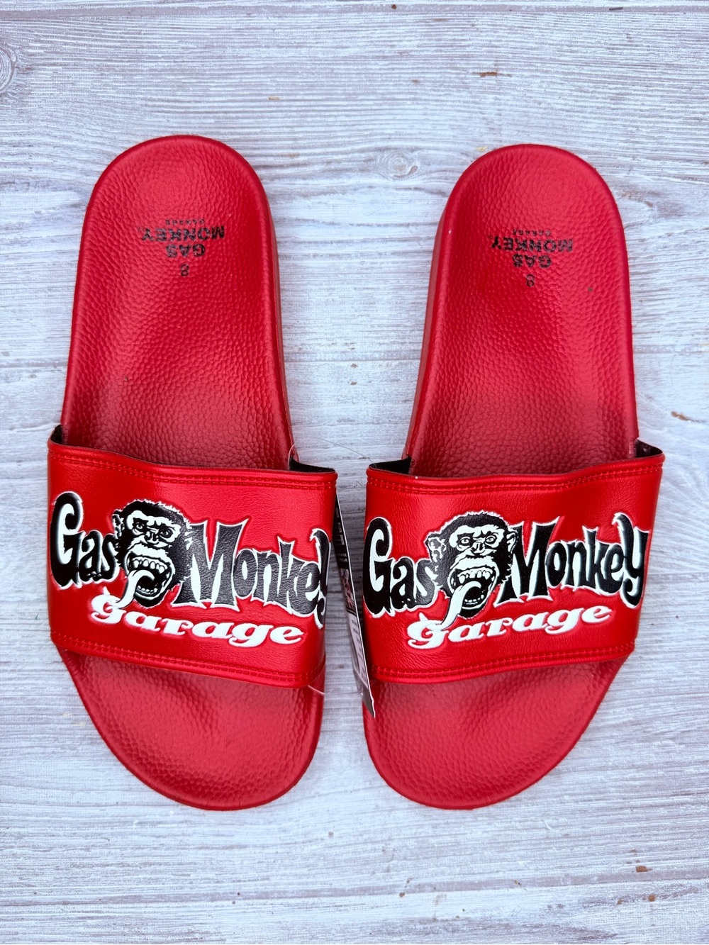 Gas Monkey Garage Slides Sandals Men's Size 8 Red shoes
